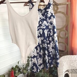 Woman's blue and white floral summer dress by Lands End